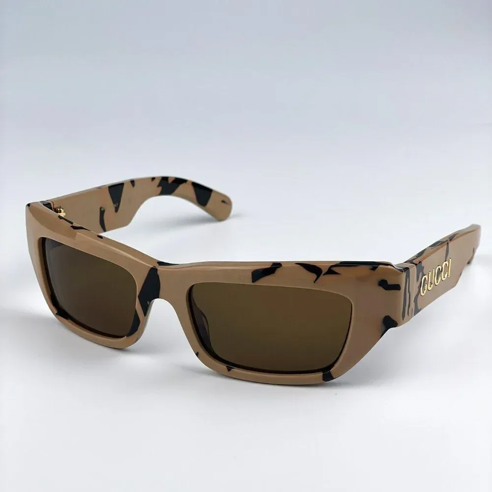 SALE! NEW Gucci GG1296S 003 Black Big Spotted Havana Rectangle Unisex Sunglasses